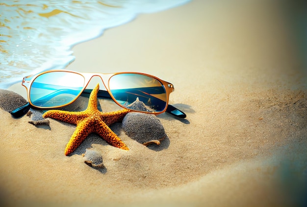 Sunny summer beach with palms