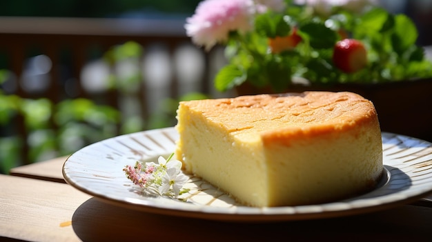 Sunny Summer Delight Japanese Cheesecake Outdoors