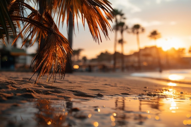 Солнечный тропический Карибский пляж с пальмами