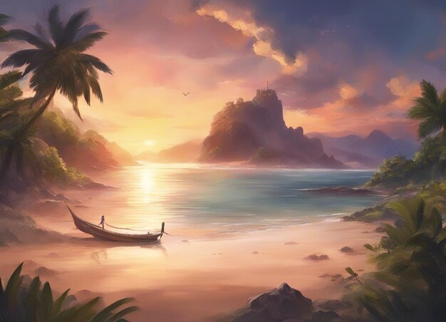 A Sunny tropical landscape fantsy art