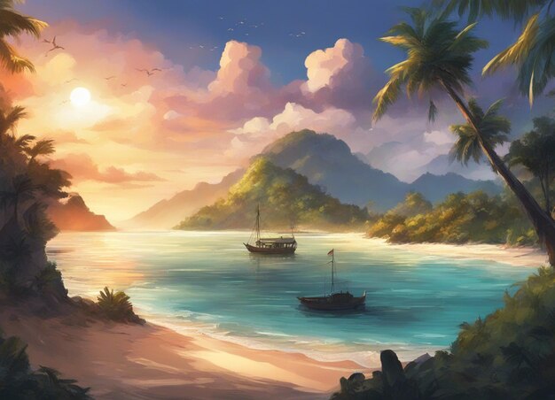 A Sunny tropical landscape fantsy art