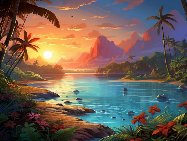 Sunny tropical landscape