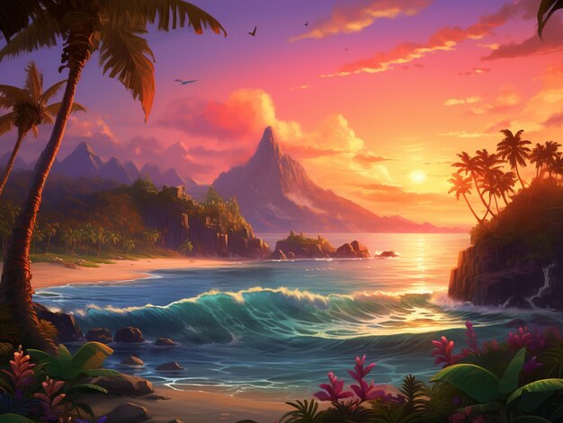 Sunny tropical landscape