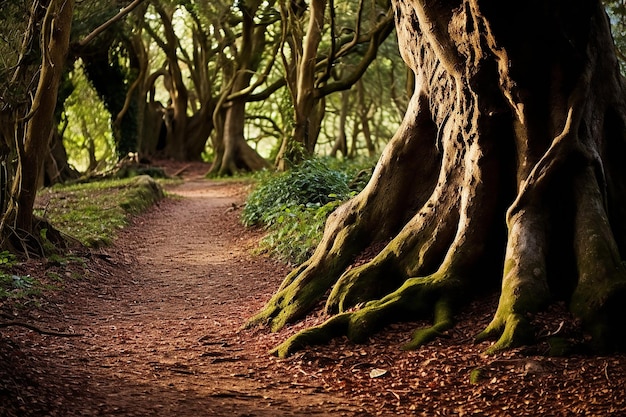 Photo a sunny winding forest road