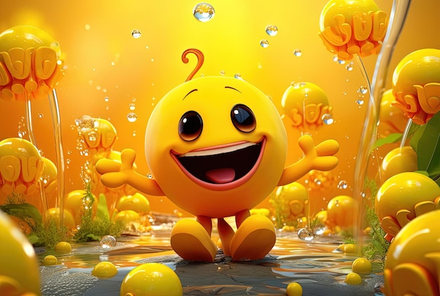 a sunny yellow animated character with smile