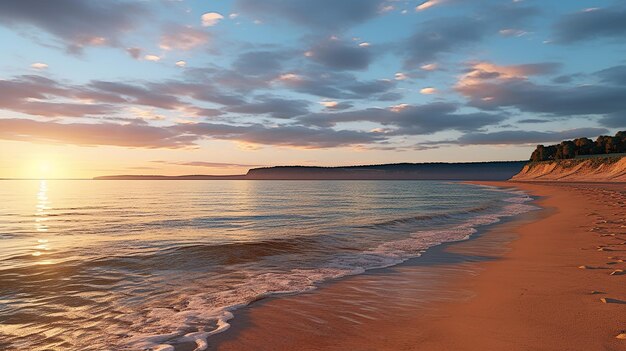 Восход солнца над удивительным пляжем 3D Фотореалистичный хайп