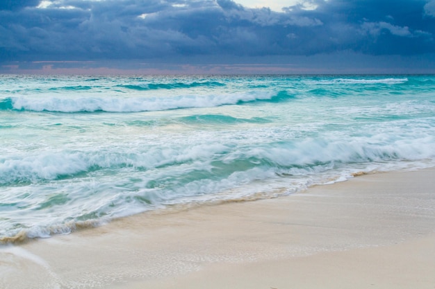 Sunrise over the beach on caribbean sea