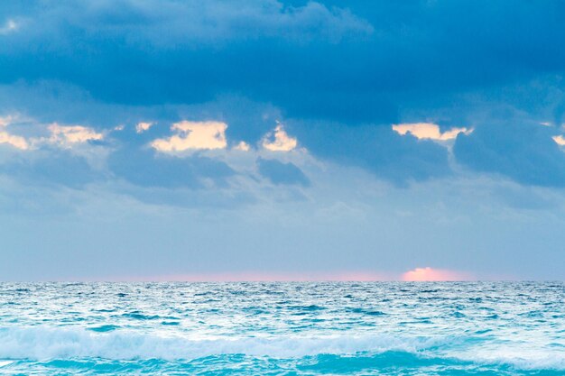 Sunrise over the beach on Caribbean Sea.