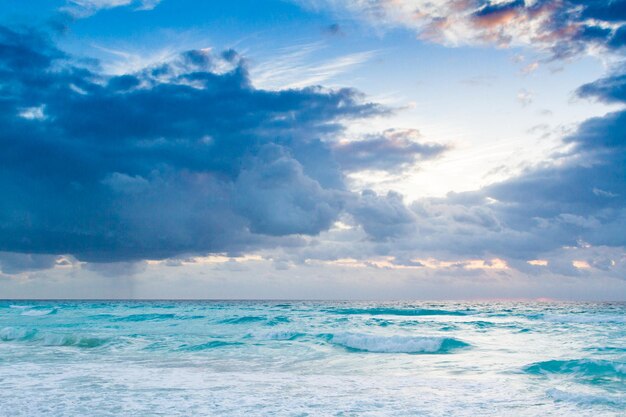 Sunrise over the beach on Caribbean Sea.