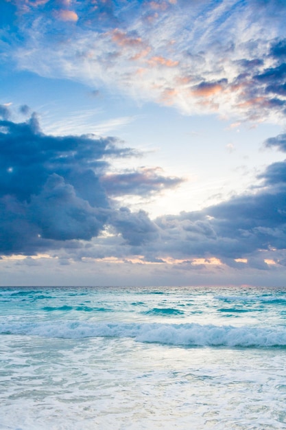 Sunrise over the beach on Caribbean Sea.