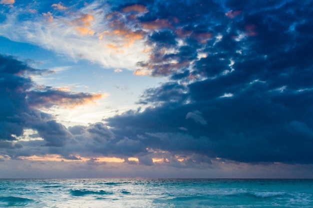 Sunrise over the beach on Caribbean Sea.