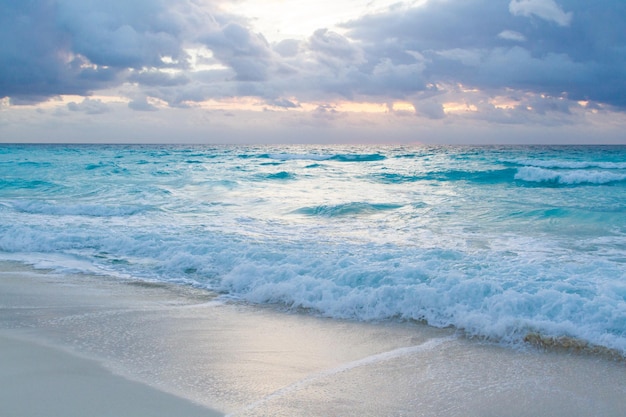 Sunrise over the beach on Caribbean Sea.