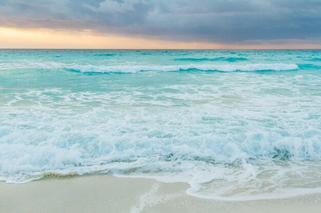 Sunrise over the beach on Caribbean Sea.