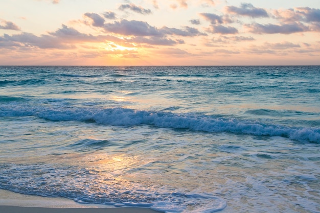 Sunrise over the beach on Caribbean Sea.