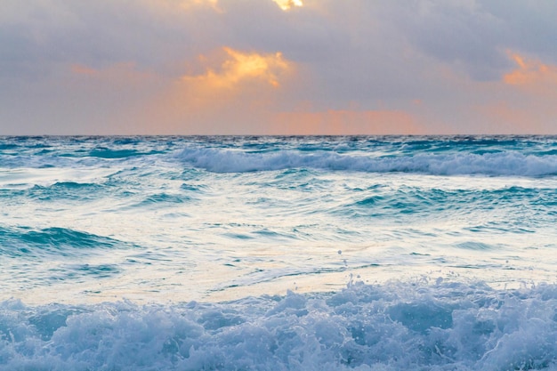 Sunrise on the beach of the Caribbean Sea.