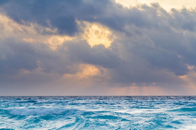 Sunrise on the beach of the Caribbean Sea.