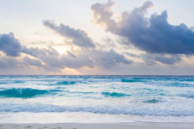 Sunrise on the beach of the Caribbean Sea.