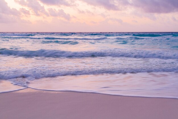 Sunrise on the beach of the Caribbean Sea.