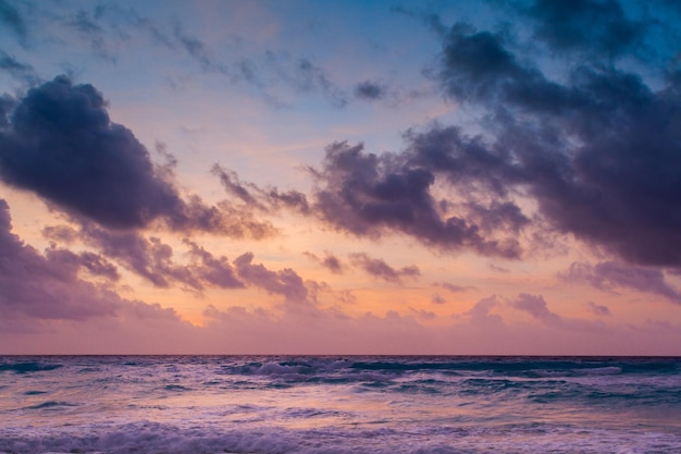 Sunrise on the beach of the Caribbean Sea.