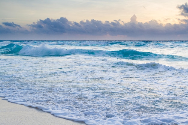 Sunrise on the beach of the Caribbean Sea.