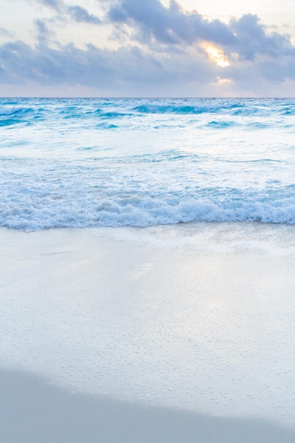 Sunrise on the beach of the Caribbean Sea.