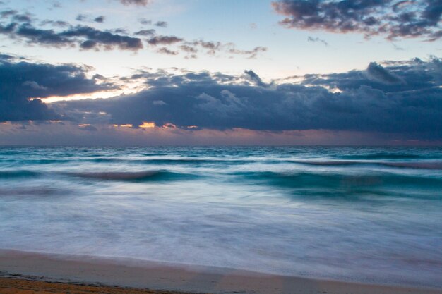 Sunrise over the beach on Caribbean Sea.