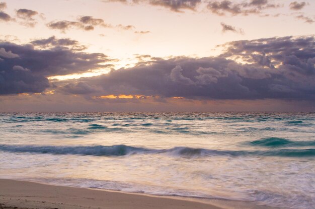 Sunrise over the beach on Caribbean Sea.