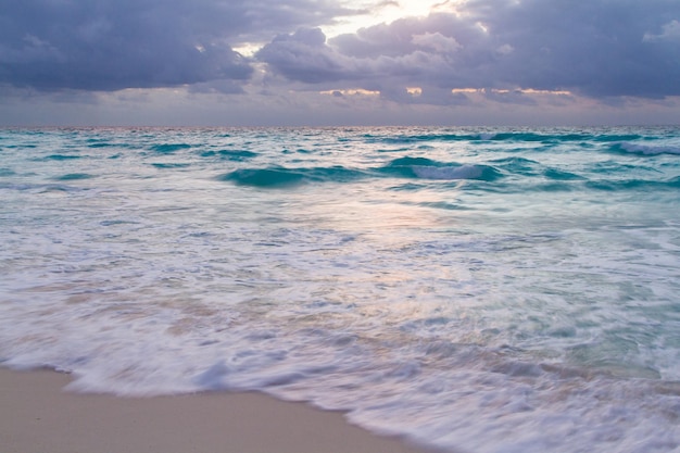 Sunrise over the beach on Caribbean Sea.