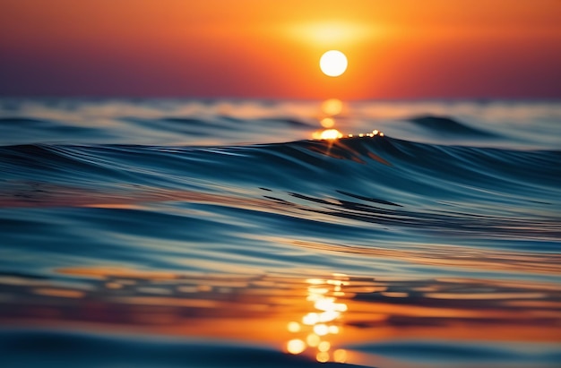 Sunrise on the beach and ocean waves on a tropical sea