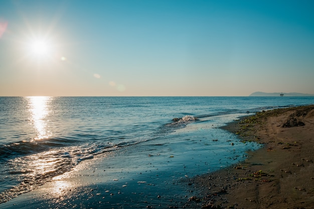 Sunrise on the beach in Rimini italy