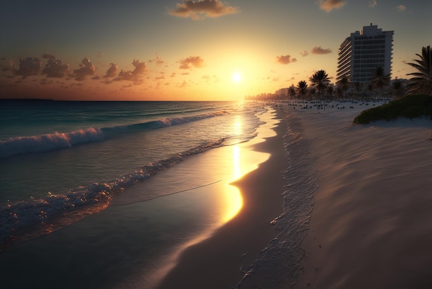 Восход солнца над пляжем