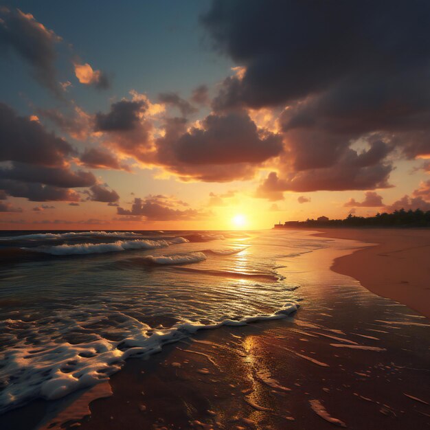 Foto alba sulla spiaggia