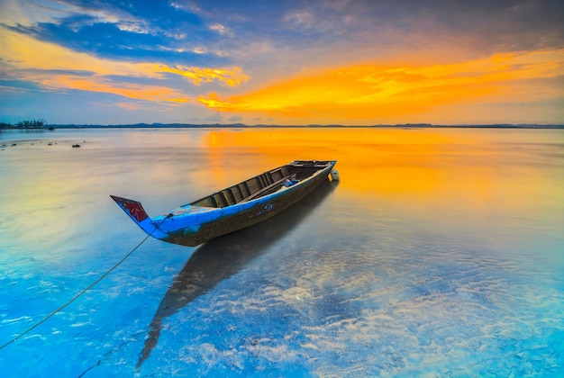 Sunrise  and boat  in Batam island