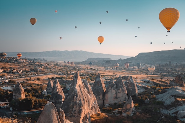 Sunrise in Cappadocia Turkey travel background