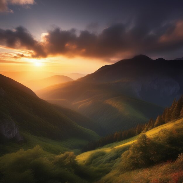 sunrise in the carpathian mountains