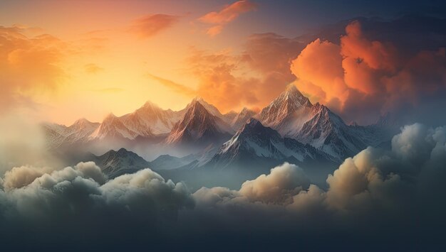 Sunrise clouds over mountain