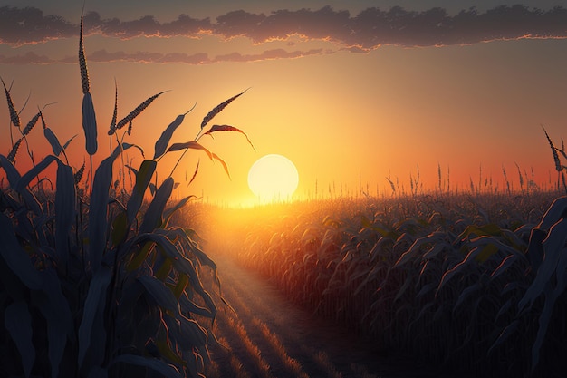 Sunrise over the corn field