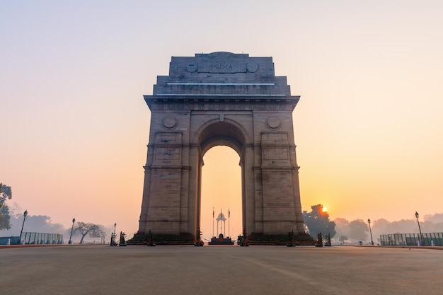 Sunrise in Dehli view on India Gate