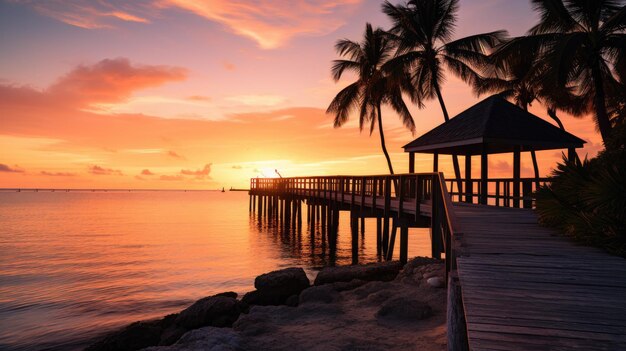 Sunrise at a dock in Islamorada Florida Keys