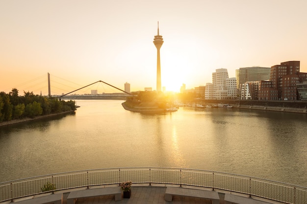 Sunrise at Dusseldorf media harbor