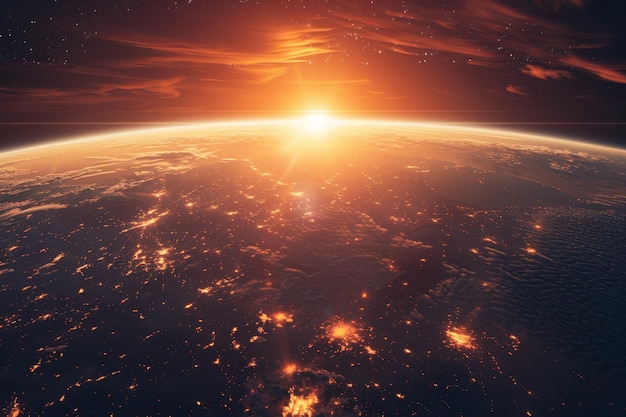 Sunrise Over Earth from Space Horizon Atmosphere