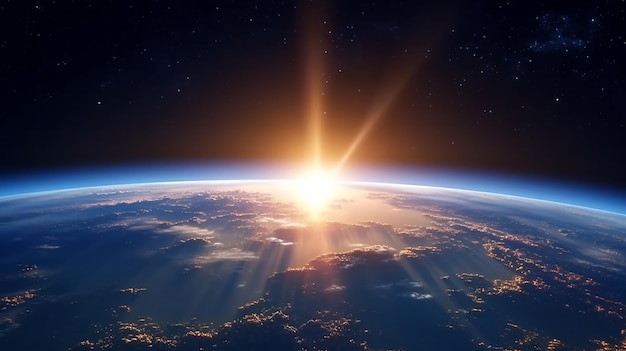 sunrise over earth seen from space