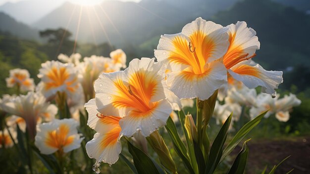 Sunrise Flowers A Captivating Blend Of Light White And Gold