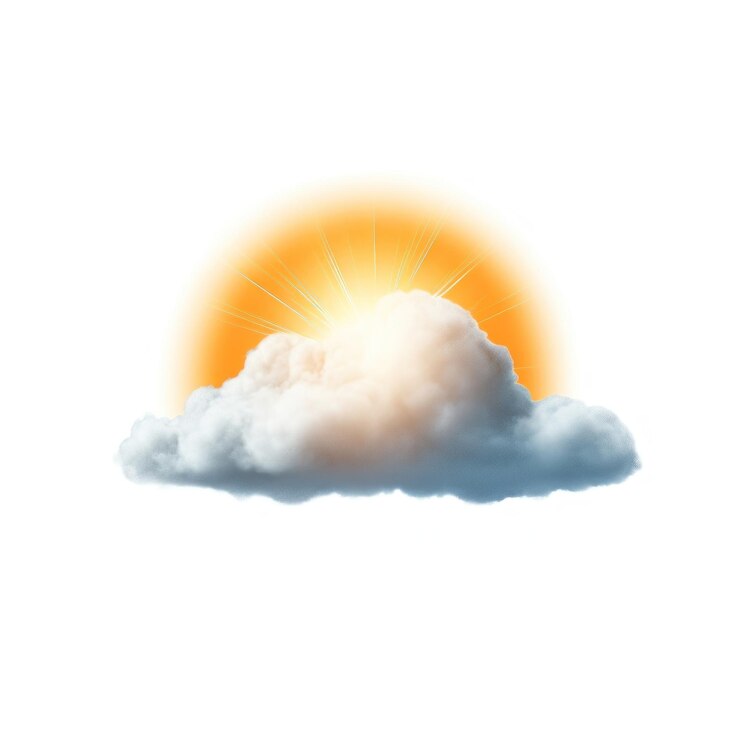 Photo sunrise behind fluffy cloud