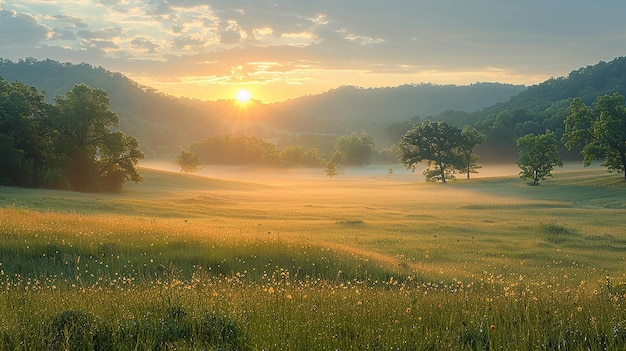 sunrise on a foggy morning