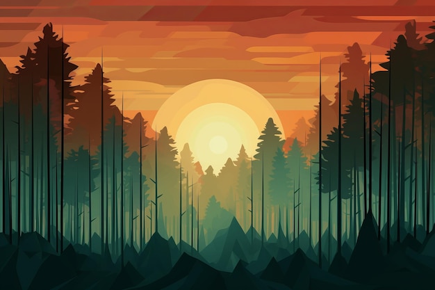 Beautiful Sunset On Forest Lake Live Wallpaper - MoeWalls