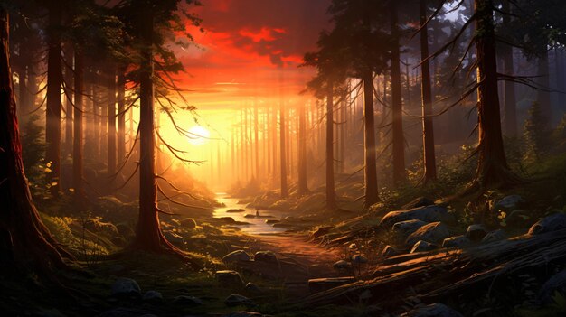 Sunrise in the forest