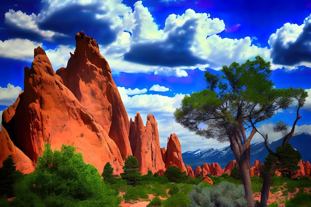 Sunrise at the Garden of the Gods Generative Ai