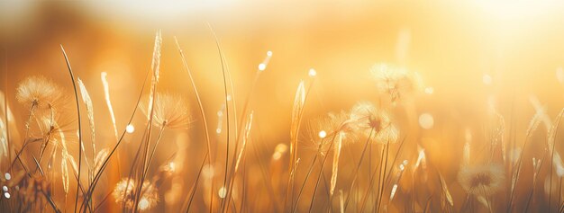 Photo sunrise gold grass background with sunlight