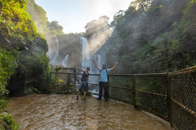 Sunrise below the great Pulhapanzak waterfall on Lake Yojoa. Honduras